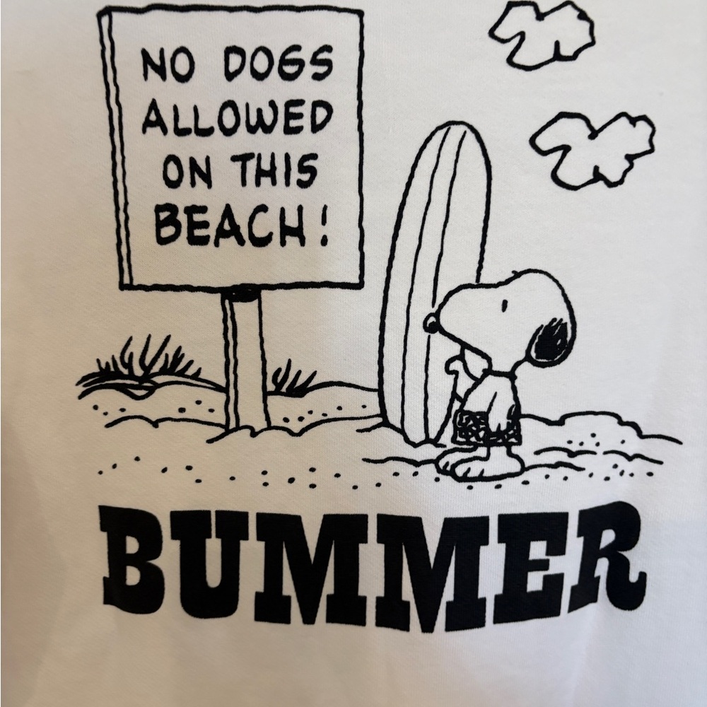 Levi's Snoopy Sweatshirt Size Medium Peanuts Surfboard Beach No Dogs Allowed